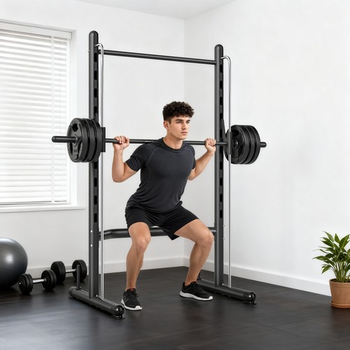 Adjustable squat rack with - adjustable, rack,